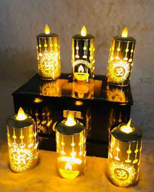 Realistic Moving Flame LED Light - Flameless Diya for Home Decor & Puja | Safe, Energy-Efficient Diwali Special - All in one shop